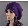 Womens Wool Angora Knitted Beads Slouchwarm Hat Beret Beanie (HW140)